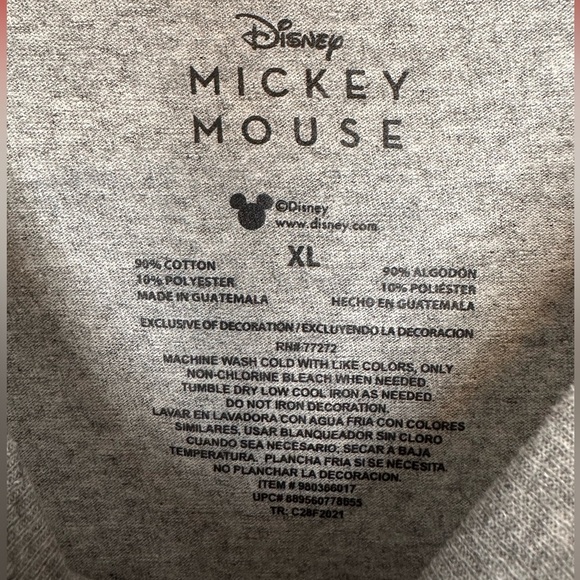 NWT Disney Unisex Vintage Mickey Mouse Tee T-shirt Size XL Gray - Picture 3 of 4